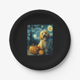 Cavapoo Cute Dog Halloween Jack O Lantern Pumpkin Paper Plates