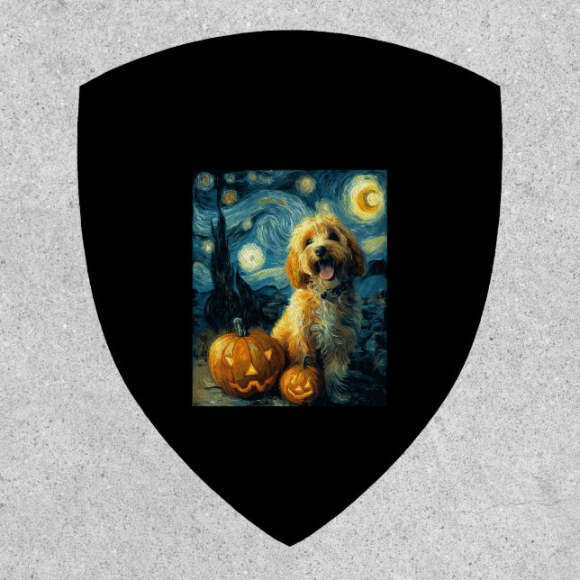 Cavapoo Cute Dog Halloween Jack O Lantern Pumpkin  Patch (Front)
