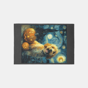 Cavapoo Cute Dog Halloween Jack O Lantern Pumpkin Rug