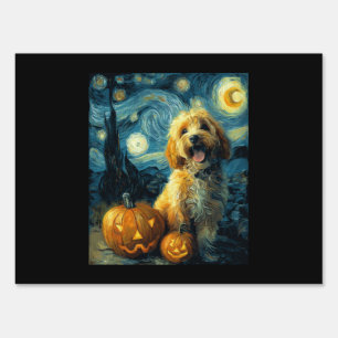 Cavapoo Cute Dog Halloween Jack O Lantern Pumpkin Sign