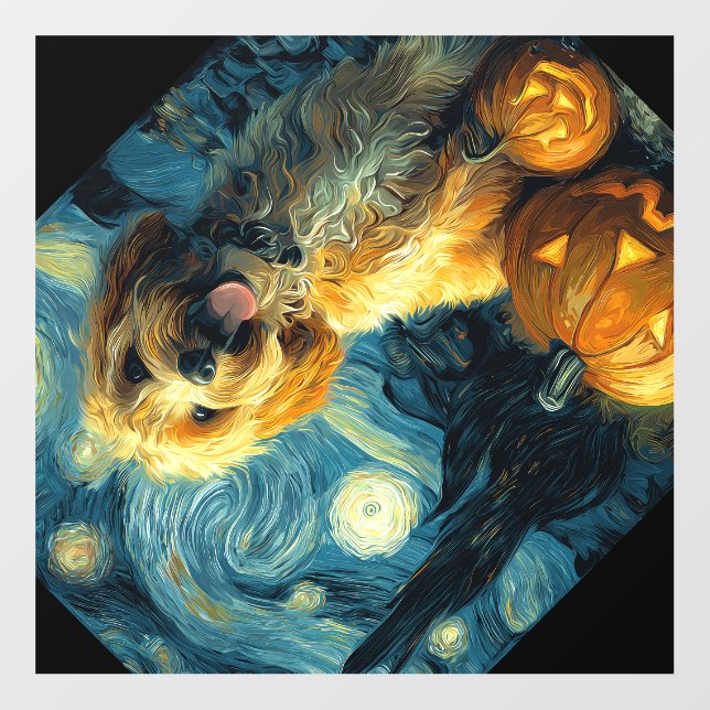 Cavapoo Cute Dog Halloween Jack O Lantern Pumpkin  Wall Decal (Front)