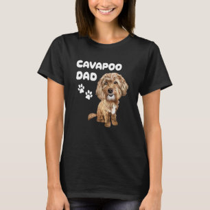 Cavapoo Dad  Red Cavapoo Dog Puppy and Paws T-Shirt