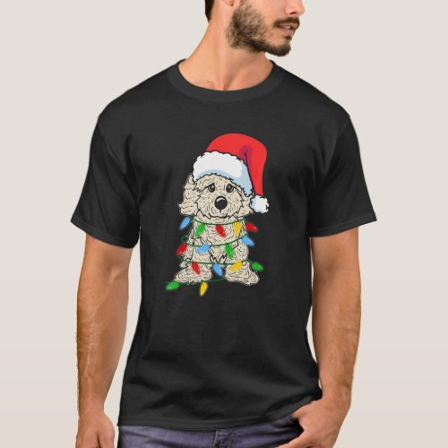 Cavapoo Dog Christmas Light Funny Dog Lover Xmas T_Shirt