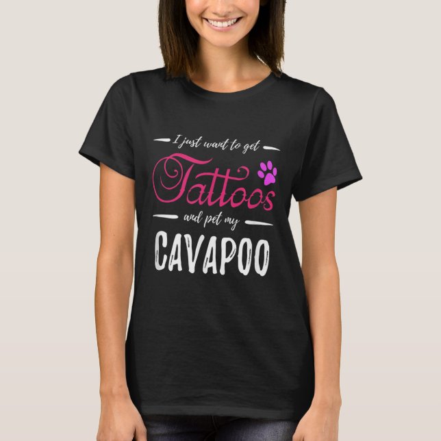 Cavapoo Dog Lover Tattoo Funny Dog Mom Gift Idea  T-Shirt (Front)