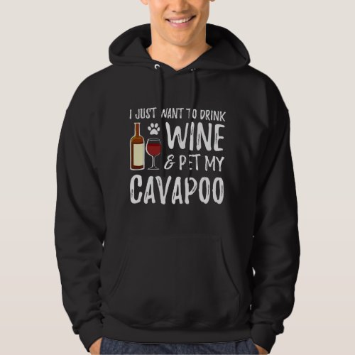 Cavapoo Dog Lover Wine Cavapoo Dog Mom 506 Hoodie