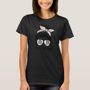 Cavapoo dog mom messy bun hair glasses T-Shirt