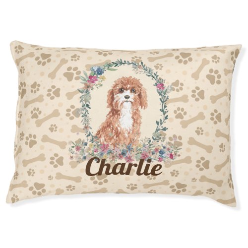 Cavapoo Dog Paw Print  Dog Bone Cute  Pet Bed