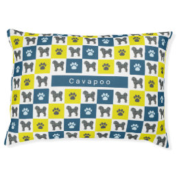 Cavapoo Dog &amp; Paw Yellow &amp; Blue Grid Pet Bed