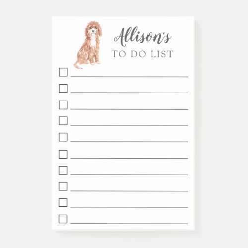 Cavapoo Dog Personalized To Do List Post_it Notes