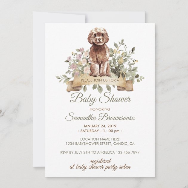 Cavapoo Dog Puppy Baby Shower Invitation