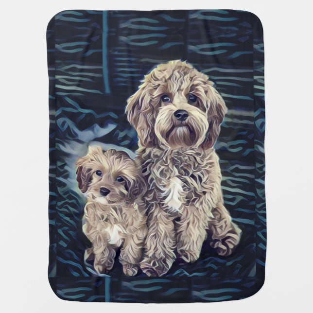 Cavapoo Dog Puppy Pop Art Baby Blanket (Front)