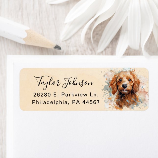 Cavapoo Dog Return Address Label (Insitu)