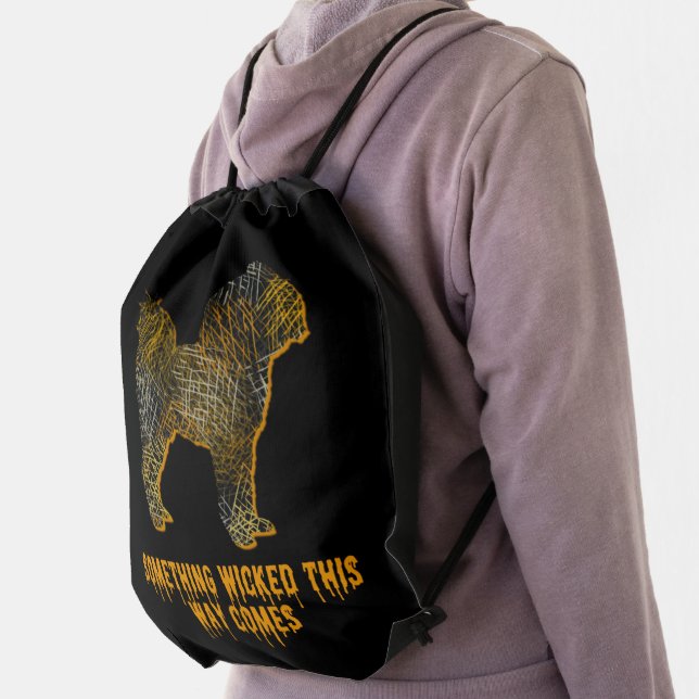 Cavapoo Dog Silhouette Fun Halloween Drawstring Bag (Insitu)