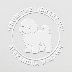 Cavapoo Dog Standing Sil Library Book Name Embosser