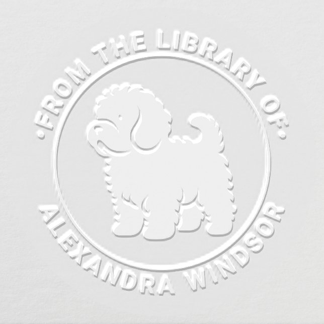 Cavapoo Dog Standing Sil Library Book Name Embosser (Design)