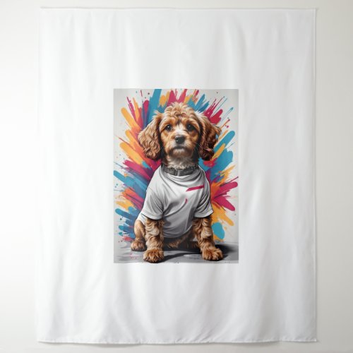 Cavapoo Dog T_shirt Long Tapestry