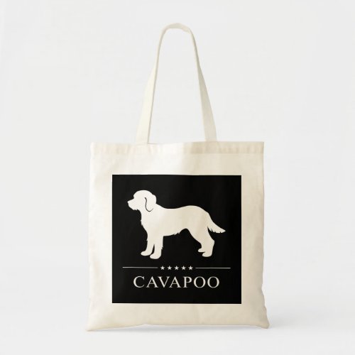 Cavapoo Dog White Silhouette 79 Tote Bag