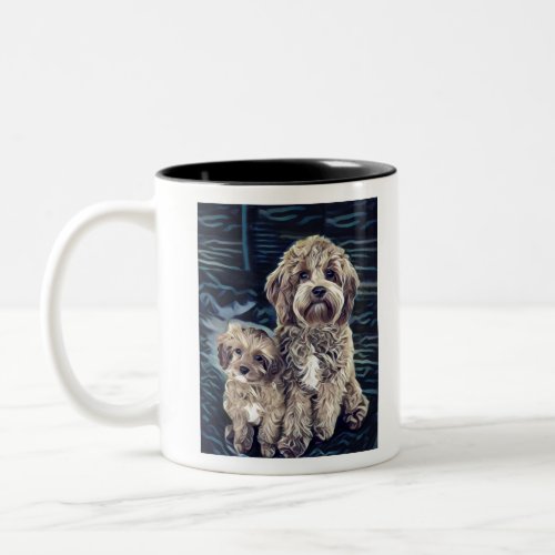 Cavapoo Dogs Cute Adorable Two_Tone Coffee Mug