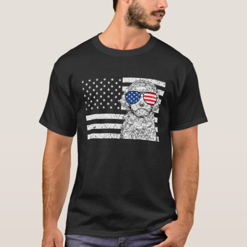 Cavapoo Doodle Dog 4th of July US American Flag Pa T_Shirt