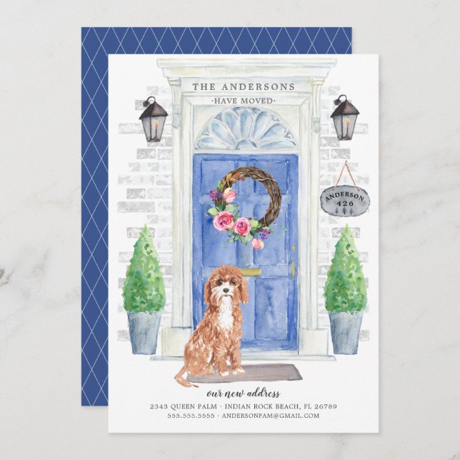 Cavapoo Front Door Moving Announcement (Front/Back)