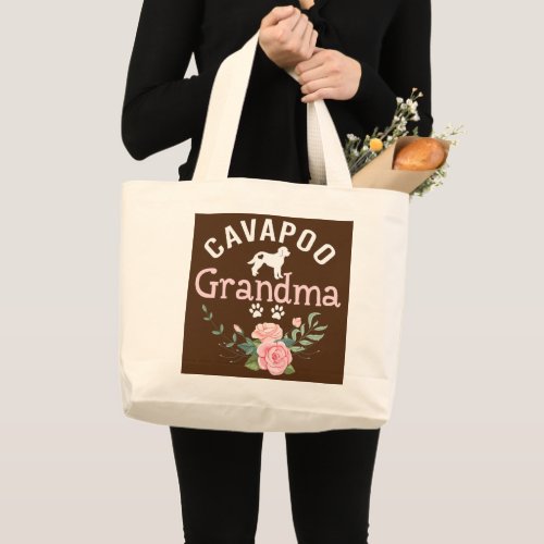 Cavapoo Grandma Dog Gifts Womens Dog Pet Lover Large Tote Bag