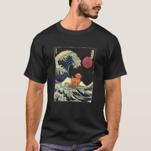 Cavapoo Japanese Kanagawa Wave Funny Surf Dog for T-Shirt