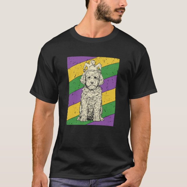 Cavapoo Jester Mardi Gras Doodle Dog Mom or Dad T-Shirt (Front)