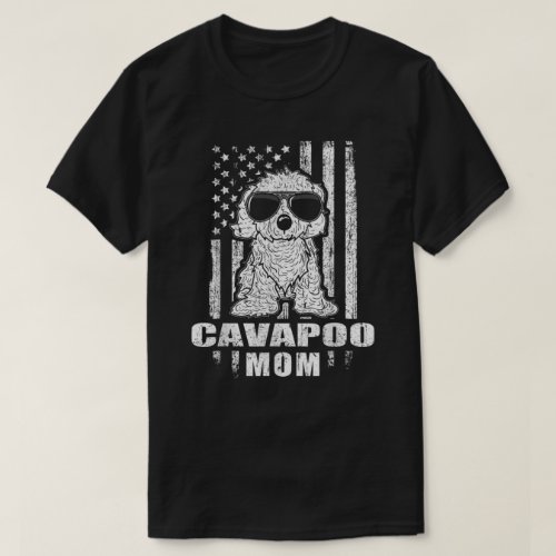 Cavapoo Mom Cool Vintage Retro Proud American   T_Shirt