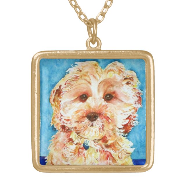 Cavapoo "Ollie". Gold Plated Necklace (Front)