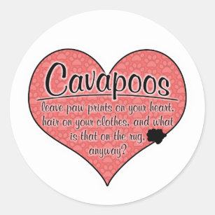 Cavapoo Paw Prints Dog Humor Classic Round Sticker