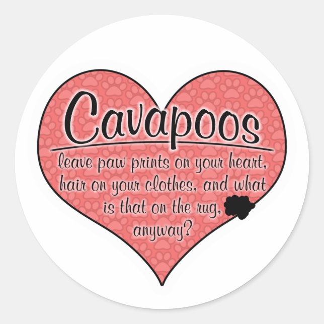 Cavapoo Paw Prints Dog Humor Classic Round Sticker (Front)