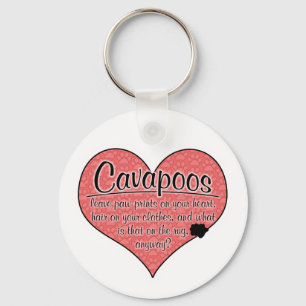 Cavapoo Paw Prints Dog Humor Keychain