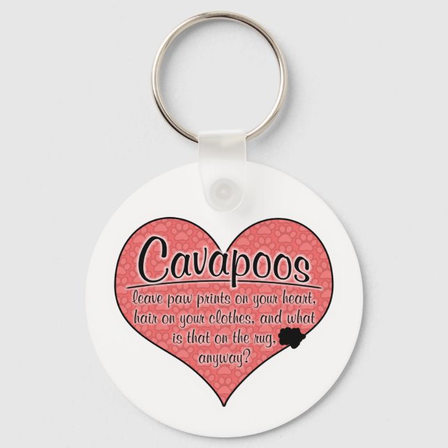Cavapoo Paw Prints Dog Humor Keychain (Front)