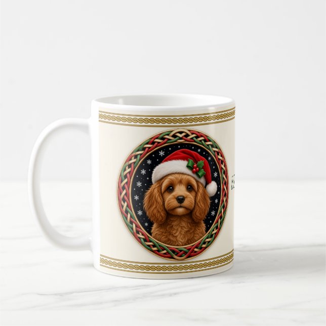 Cavapoo Personalized Christmas Dog Coffee Mug (Left)