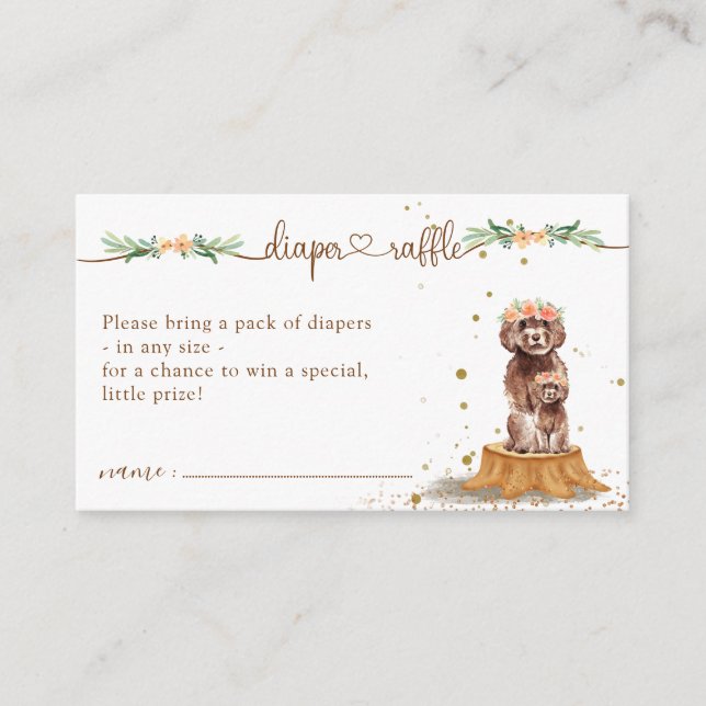 Cavapoo Puppy Diaper Raffle Baby Shower Enclosure Card (Front)
