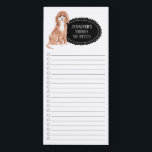 Cavapoo Shopping List Magnetic Notepad<br><div class="desc">Adorable things to fetch Cavapoo dog with a black chalkboard frame personalized with your name.</div>