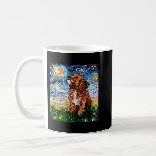 Cavapoo Starry Night Impressionist Dog Art by Aja Coffee Mug