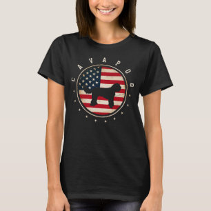 Cavapoo USA Flag 4th July Dog Mom Dad  T-Shirt