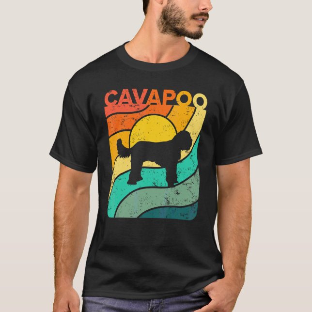 Cavapoo Vintage Sunset Mom Dad T-Shirt (Front)