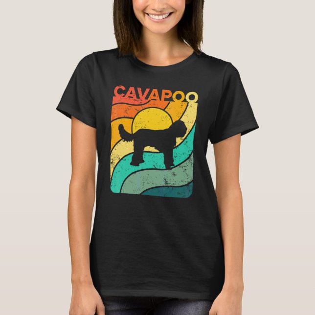 Cavapoo Vintage Sunset Mom Dad T-Shirt (Front)