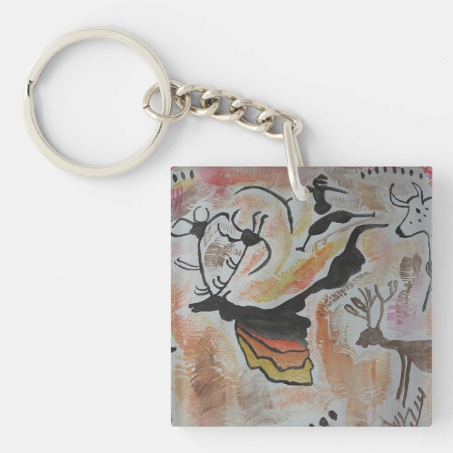 Cave Art Abstract Acrylic Key Ring (Front)