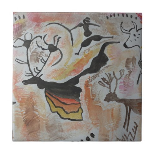 Cave Art Abstract Ceramic Tile
