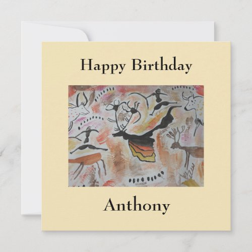 Cave Art Abstract Flat Birthday Card