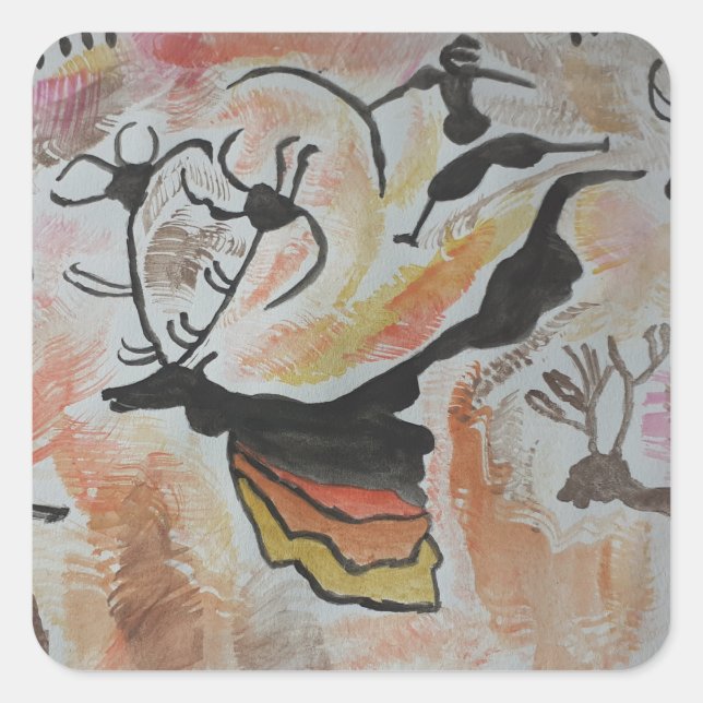 Cave Art Abstract Square Sticker (Front)