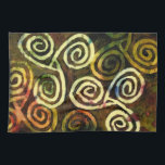 Cave Art Tea Towel<br><div class="desc">This tea towel features an original watercolor based on Neolithic cave paintings in Ireland and other Celtic lands. Thirteen spirals (four triples) are joined by a Trinity Knot; all are forms of the ancient triskele.</div>