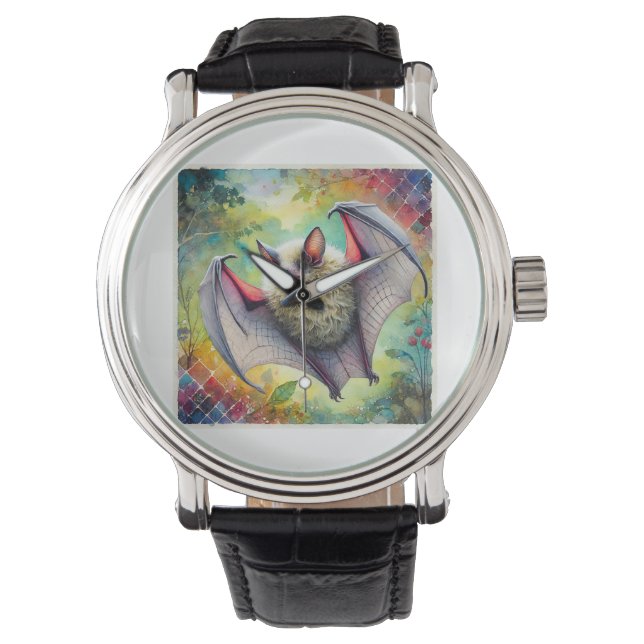 Cave Bat 031124AREF112 - Watercolor Watch (Front)