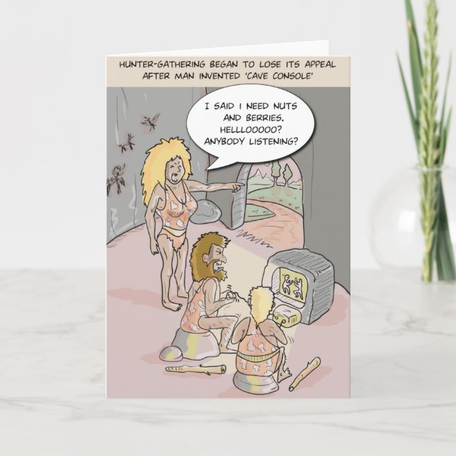 Cave Console Funny Greeting Card (Front)