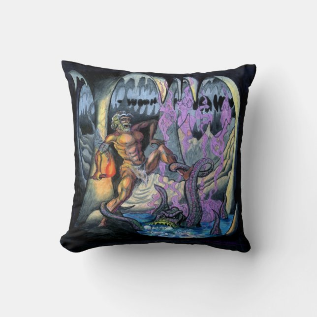Cave Creature Throw Pillow (Front)