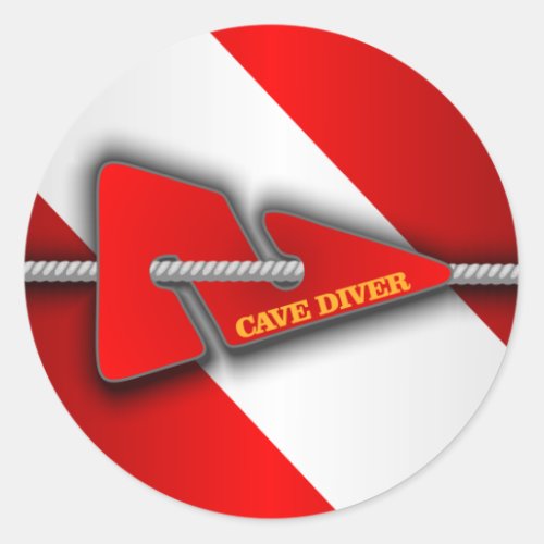 Cave Diver Line Marker Classic Round Sticker