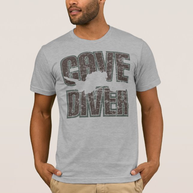 cave diver text distressed T-Shirt (Front)